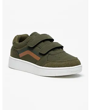 LBL by Shoexpress Hook & Loop Closure Textured Sneakers - Olive Green