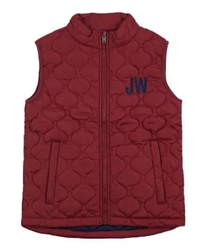 Jack Wills JW Embroidered Puffer Gilet - Maroon