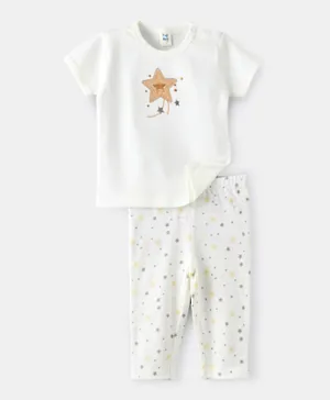 Tiny Hug Stars Embroidered Pyjama Set - White