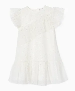 Zippy Tulle Ruffled Dress - White