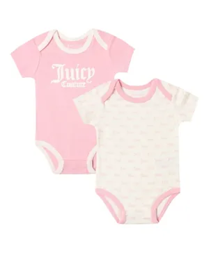 Juicy Couture 2-Pack Logo Print Bodysuits - Pink