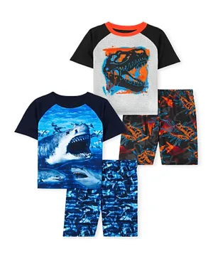The Children's Place 2 Pack Dino Shark Printed Nightsuit - Multicolor