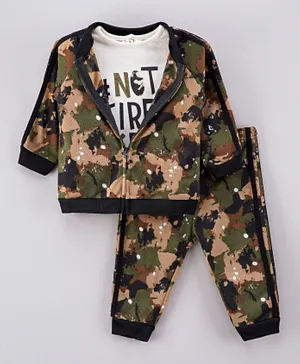 Lily and Jack 3 Piece T-Shirt with Joggers and Jacket Set - Green