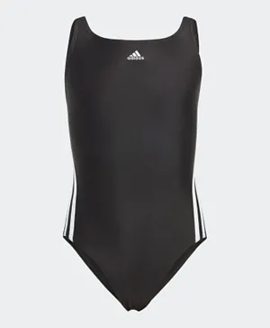 adidas 3 Side Striped V Cut Swimsuit - Black
