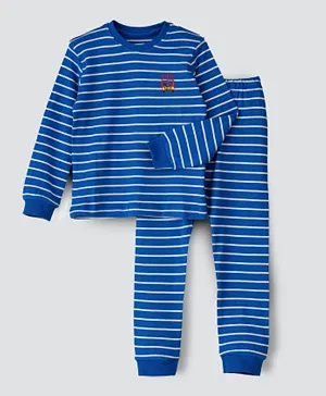 Little Story striped Nightsuit - Royal Blue