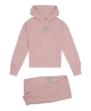 Jack Wills JW Embroidered Peached Hoodie and Joggers/Co-ord Set - Pink