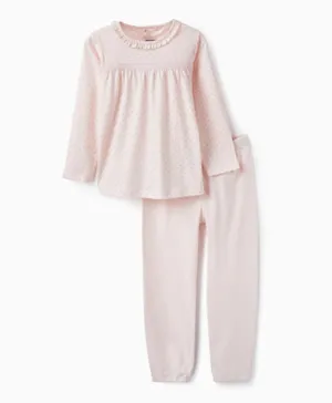 Zippy Polka Dotted Cotton Pyjama Set - Light Pink