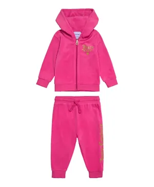 Juicy Couture Logo Graphic Zip Through Hoodie & Joggers/Co-ord Set - Pink