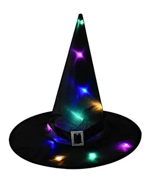 Brain Giggles Halloween Glowing Witch Hat With LED - Black