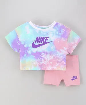 Nike Tie-Dye Boxy Tee With Shorts Set - Artic Punch