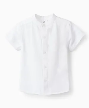 Zippy Solid Half Sleeve Shirt - White
