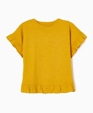 Zippy Solid T-shirt with Ruffles - Dark Yellow