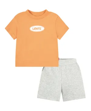 Levi's LVB Logo T-Shirt with Shorts - Coral and Grey