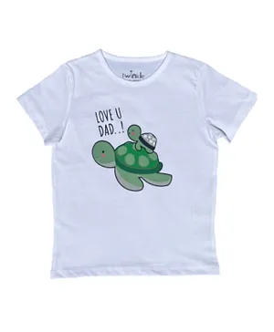 Twinkle Kids Turtle Graphic T-Shirt - White