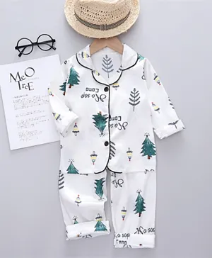 Babyqlo All Over Christmas Printed Pyjama Set - White