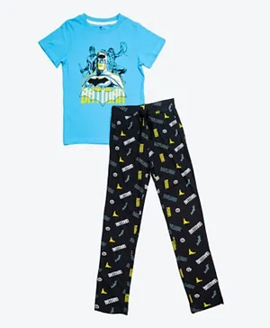 R&B Kids Batman Printed Short Sleeves Pyjama Set - Blue & Black