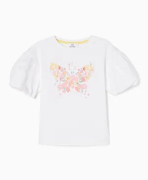 Zippy Floral Butterfly T-shirt - White