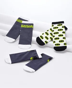 Comic Kicks by UrbanHaul 3-Pack Batman Printed Socks - White & Grey