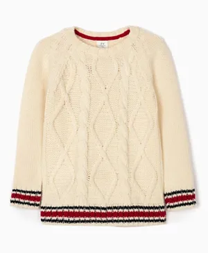 Zippy Kid Knitted Pattern Sweater - Beige