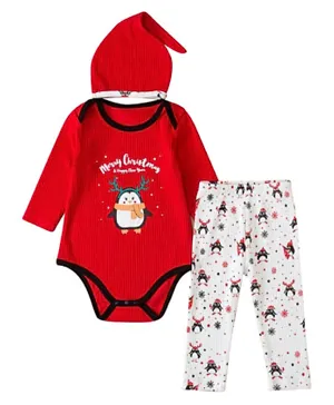 Brain Giggles Infant Christmas Bodysuit with Pants & Hat - Small
