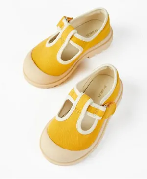 Zippy Retro Canvas Ballet Pumps Shoes - Yellow