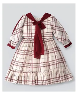 Babyqlo Dress With Attached Scarf - Red