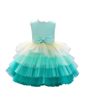 DDaniela Bow Front Ombre Layered Gown Dress - Green