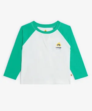 Cheekee Munkee Full Sleeves Color Block T-Shirt - Green & White