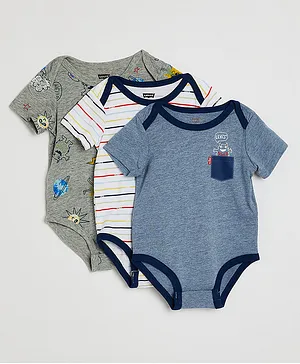 Levi's 3 Pack Short Sleeves Bodysuit - Multicolor