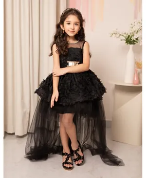 Liba Fashion Zyva Beautiful Flower Long Tail Party Dress - Black