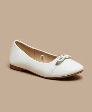 Flora Bella by ShoeExpress  Embellished Ballerinas with Bow Accent - White