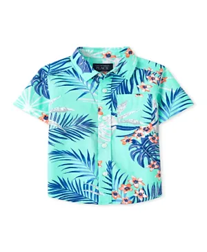 The Children's Place Aqua Tropical Shirt - Mellow Blue