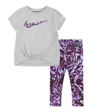 Nike Graphic Top with Leggings Set - Grey