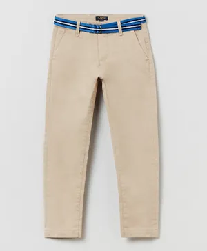 OVS Chino Trousers With Belt - Beige