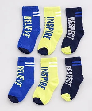 Minoti 3 Pack Believe Inspire Respect Socks - Multicolor