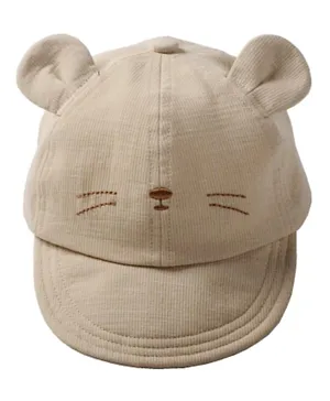 Wonder Kitty Embroidered Cotton Cap - Beige