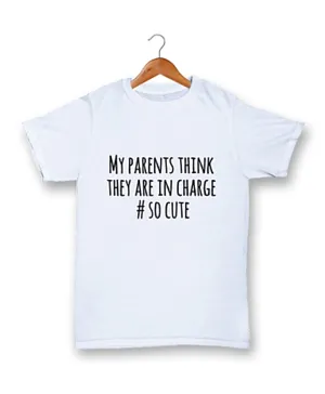 Cheeky Micky My Parents Think They Are In Charge Cotton T-Shirt - White