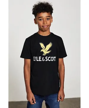 Lyle & Scott Cotton Large Eagle Graphic T-Shirt - Black