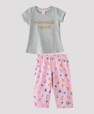 Genius Mermaid Squad T-Shirt & Capri Set - Grey