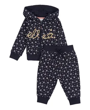 Elle All Over Star Print Zip Through Hoodie and Joggers/Co-ord Set - Blue