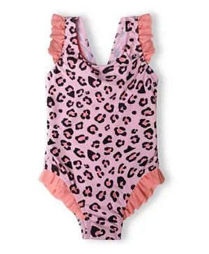 Minoti All Over Leopard Print Swimsuit - Pink