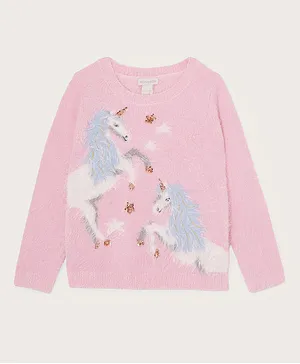 Monsoon Children Double Unicorn Fluffy Pullover - Pink
