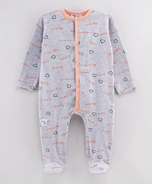 Babybol Baby's Printed Footed Length Sleepsuit - Grey