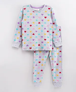 Minoti 2 Piece Heart Pyjama Set - Grey
