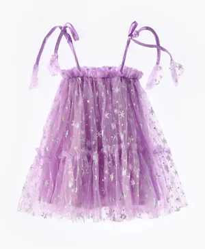 Plushbabies Sparkling Snowflake Self Tie Dress - Purple