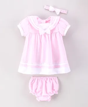 Rock a Bye Baby Sailor Dress With Bloomer And Headband Set - Pink