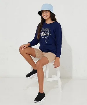 Neon Foil Graphic Casual Sweatshirt - Blue