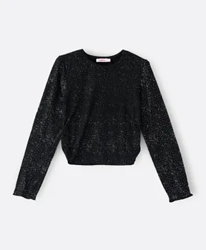 Jelliene Knit Top With Glitter Effect - Black
