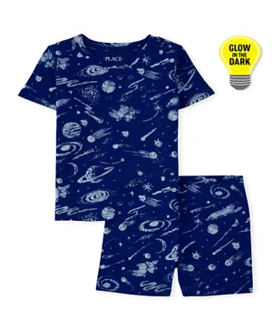 The Children's Place Glow In The Dark Cotton Nightsuit - Blue