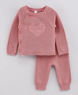 Bonjour BeBe Heart Knitted Jumper & Bottoms Set - Pink